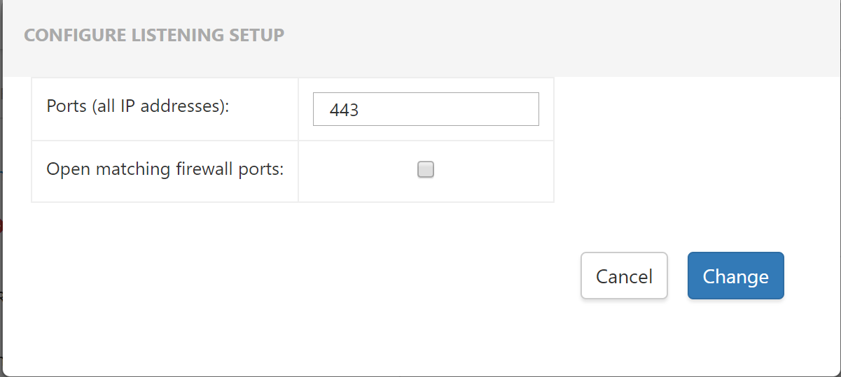 Configure Listening Setup dialogue box