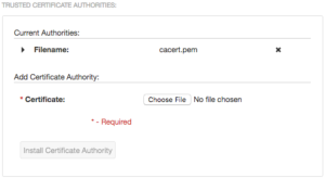 Trusted Certificate Authorities section