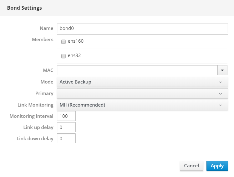 Add a Bonded Interface (Tenable Core)