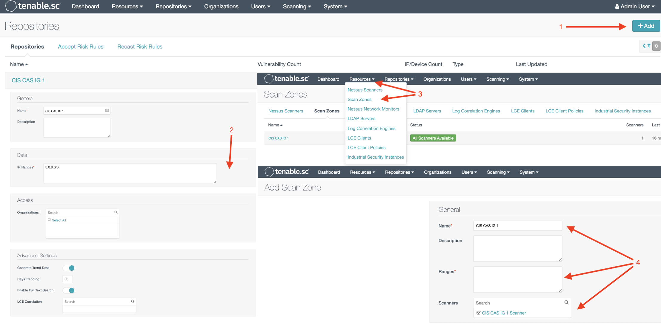 Create a New Repository + Scan Zone